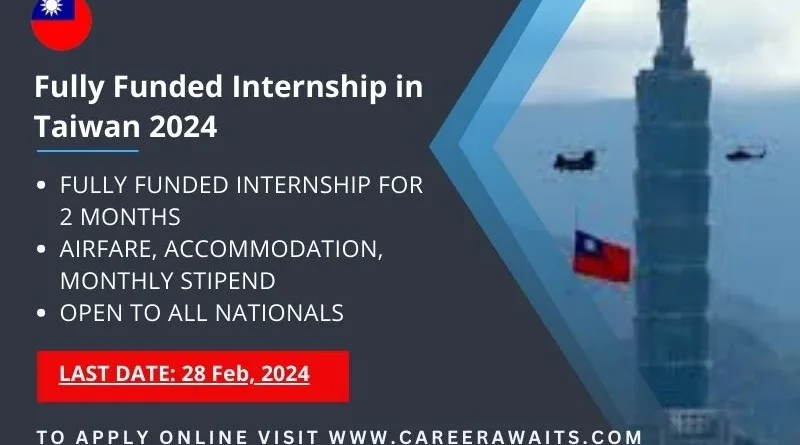 Fully Funded Internship in Taiwan 2024