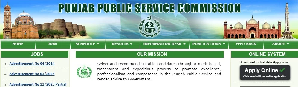 PPSC Online Job Apply Button