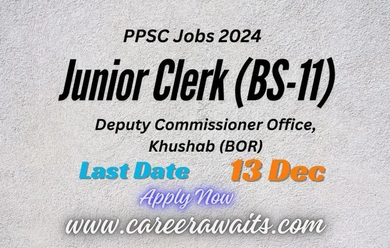 Junior Clerk (BS-11) job at Deputy Commissioner Office, Khushab - Apply Now